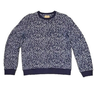 John Lewis & Co Portugal cotton Knit Crew Neck pullover cable Navy Small A006052